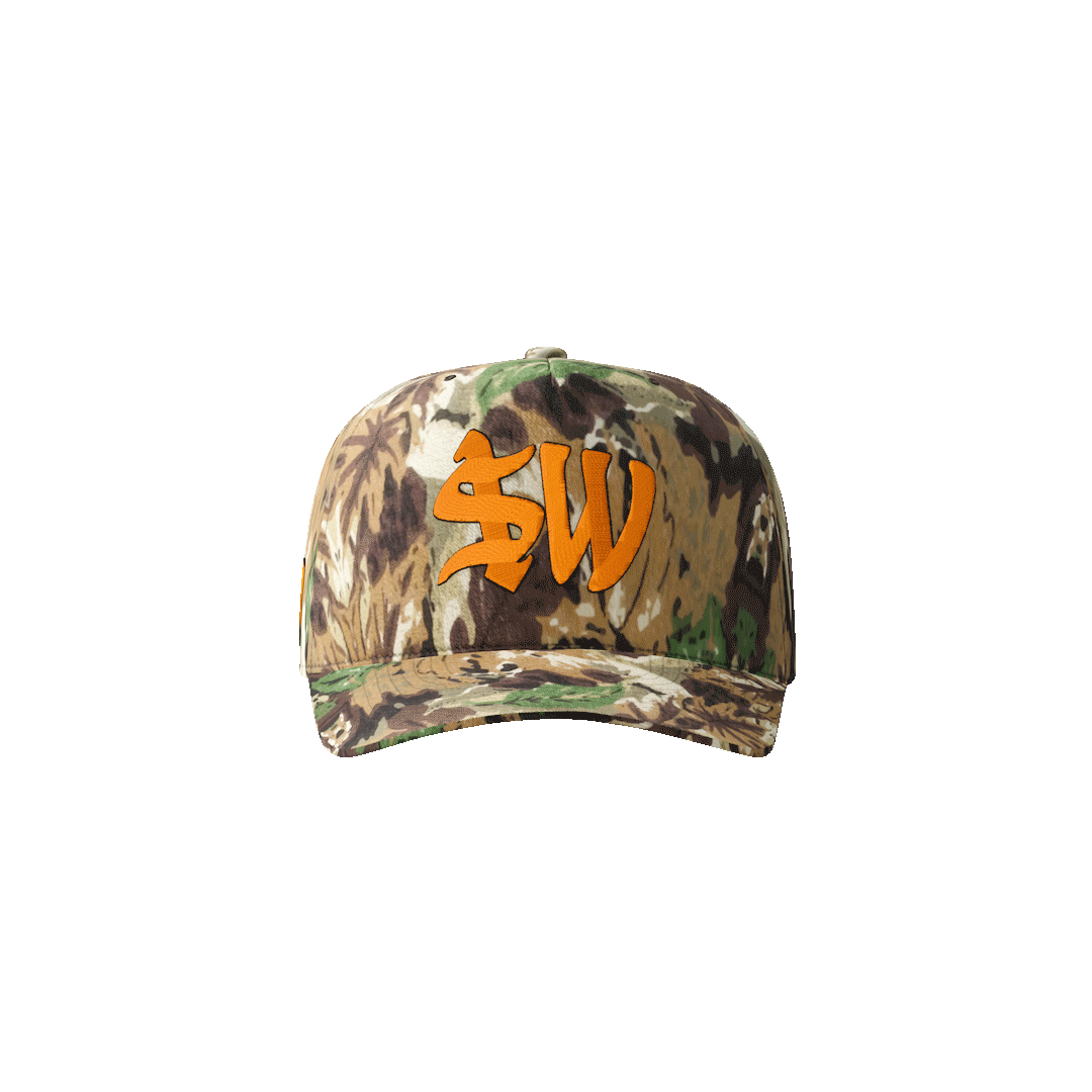 $W SNAPBACK HAT V2 FOREST CAMO / ORANGE